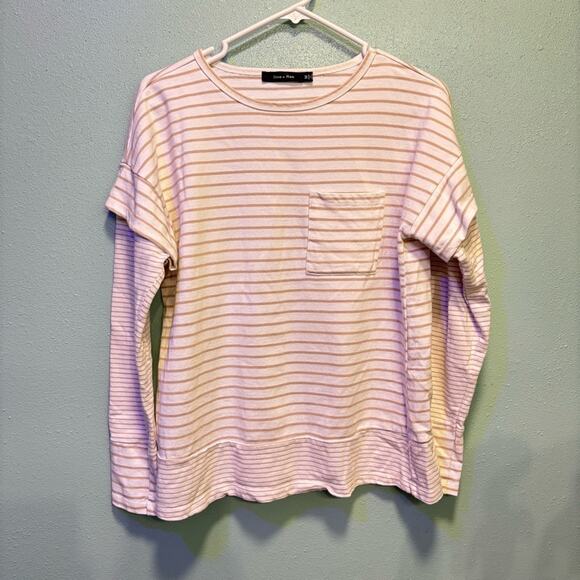 Doe & Rae Tops - Doe & Rae White & Cream Pocket Detailed Striped Long Sleeve Size M